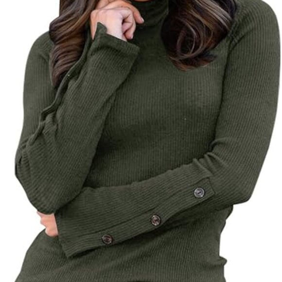 Tops - Long Sleeve Pullover Turtleneck Top